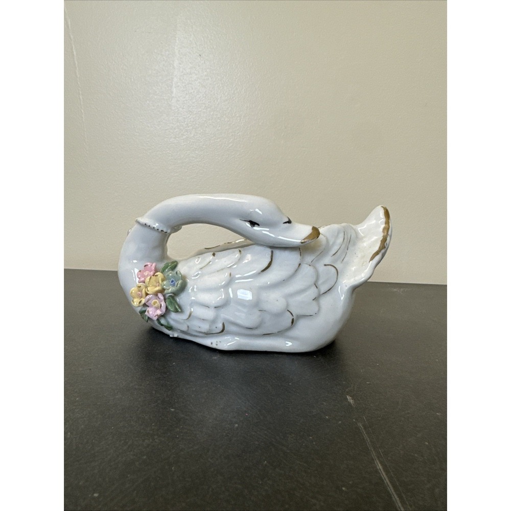 Swan Planter Vintage‎ Cottagecore Country Granny Bird Floral Dainty MCM